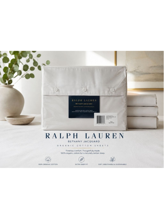 Ralph Lauren Other - Ralph Lauren Bethany Jacquard Queen Fitted Sheet Organic Cotton Deep Pocket NIP